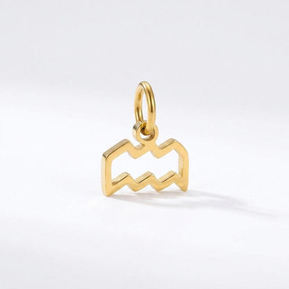 18K Gold Plated Zodiac Charm, Stainless Steel Astrology Pendant, Horoscope Birth Sign Necklace Charm, DIY Jewelry Supply
