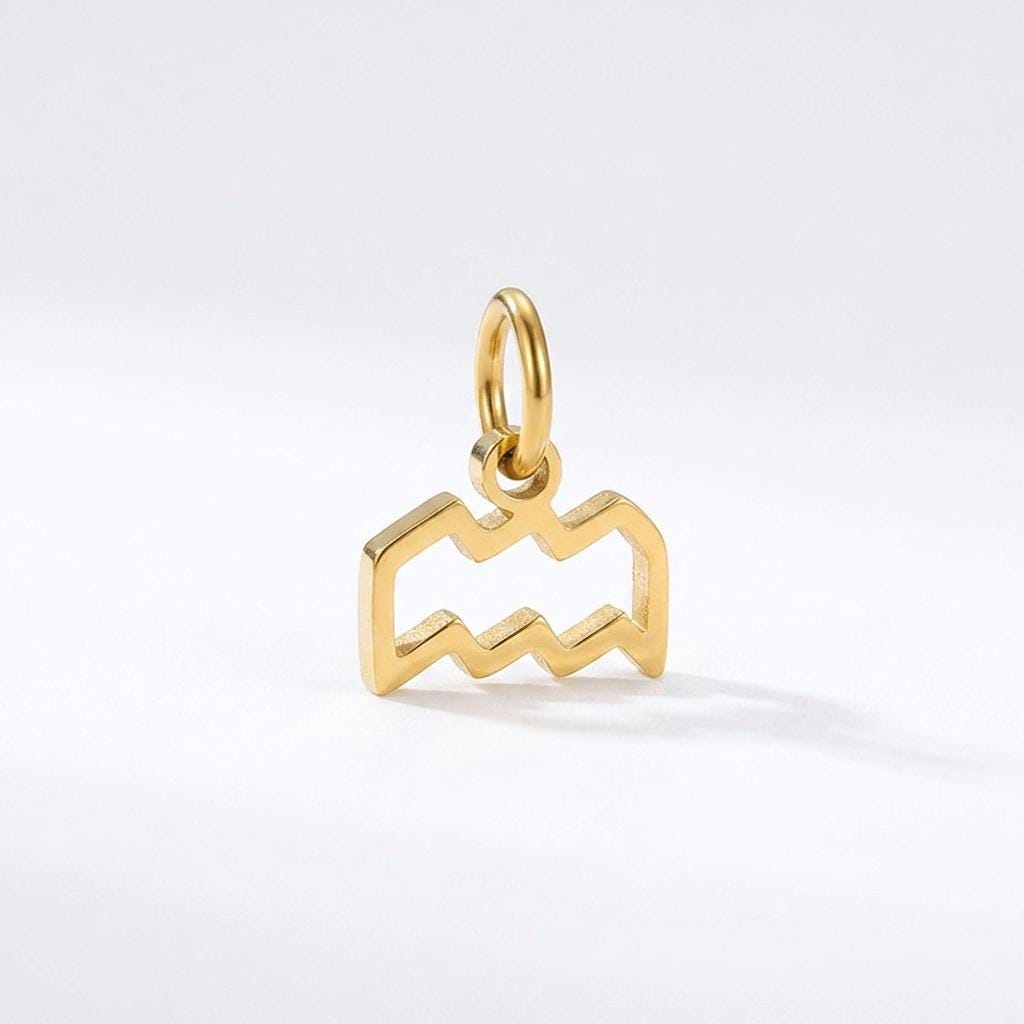 18K Gold Plated Zodiac Charm, Stainless Steel Pendant