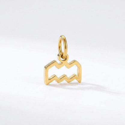 18K Gold Plated Zodiac Charm, Stainless Steel Pendant