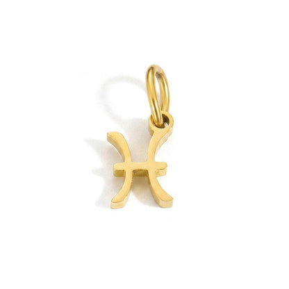 18K Gold Plated Zodiac Charm, Stainless Steel Astrology Pendant, Horoscope Birth Sign Necklace Charm, DIY Jewelry Supply