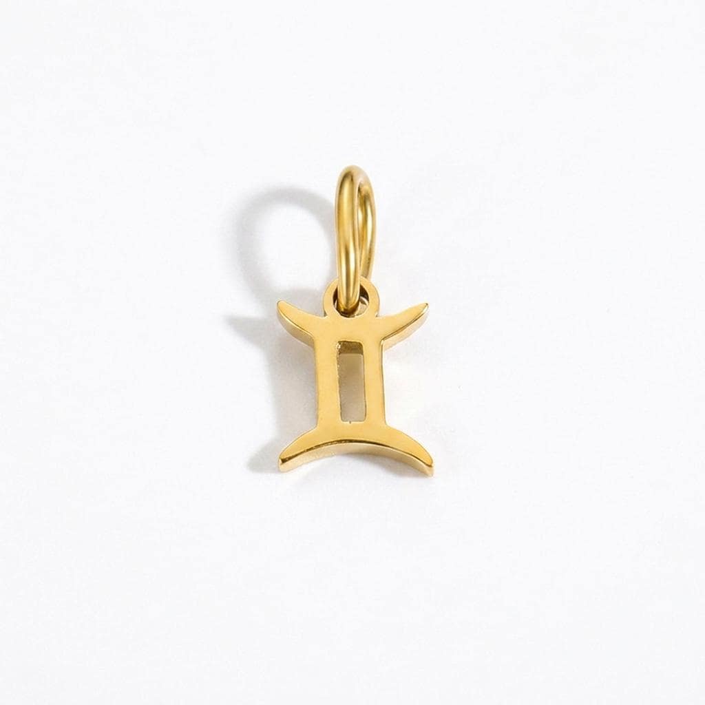 18K Gold Plated Zodiac Charm, Stainless Steel Astrology Pendant, Horoscope Birth Sign Necklace Charm, DIY Jewelry Supply