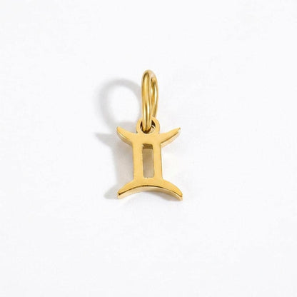 18K Gold Plated Zodiac Charm, Stainless Steel Astrology Pendant, Horoscope Birth Sign Necklace Charm, DIY Jewelry Supply
