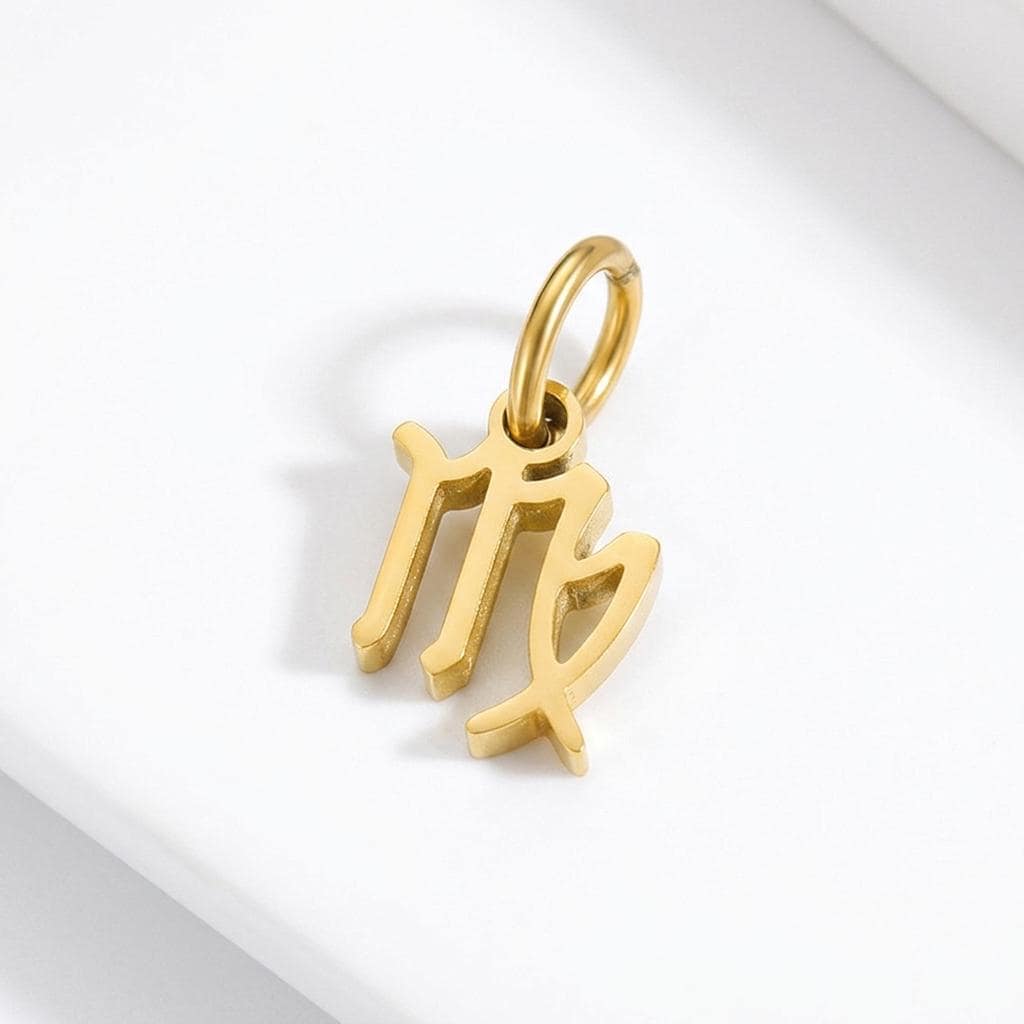 18K Gold Plated Zodiac Charm, Stainless Steel Astrology Pendant, Horoscope Birth Sign Necklace Charm, DIY Jewelry Supply