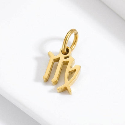 18K Gold Plated Zodiac Charm, Stainless Steel Astrology Pendant, Horoscope Birth Sign Necklace Charm, DIY Jewelry Supply