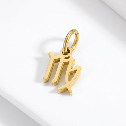 18K Gold Plated Zodiac Charm, Stainless Steel Pendant