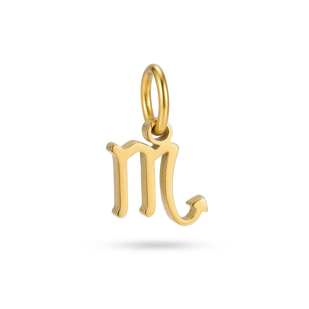 18K Gold Plated Zodiac Charm, Stainless Steel Astrology Pendant, Horoscope Birth Sign Necklace Charm, DIY Jewelry Supply