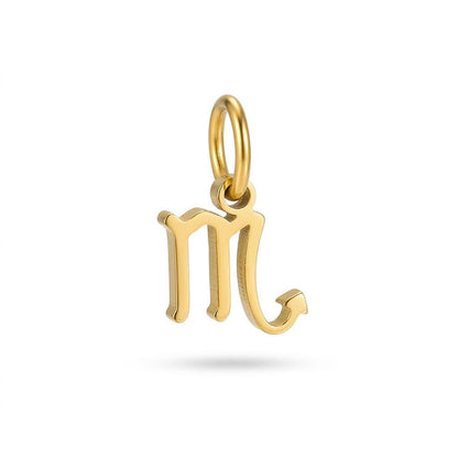 18K Gold Plated Zodiac Charm, Stainless Steel Astrology Pendant, Horoscope Birth Sign Necklace Charm, DIY Jewelry Supply