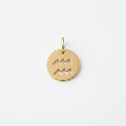 Gold Zodiac Charm, Stainless Steel Astrology Pendant, Horoscope Sign Necklace Charm, Celestial DIY Jewelry Supply