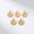 Gold Zodiac Charm, Stainless Steel Astrology Pendant, Horoscope Sign Necklace Charm, Celestial DIY Jewelry Supply