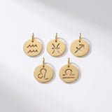Gold Zodiac Charm, Stainless Steel Astrology Pendant, Horoscope Sign Necklace Charm, Celestial DIY Jewelry Supply