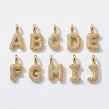 18K Gold Plated Puffy Initial Charm, Copper Letter Pendant