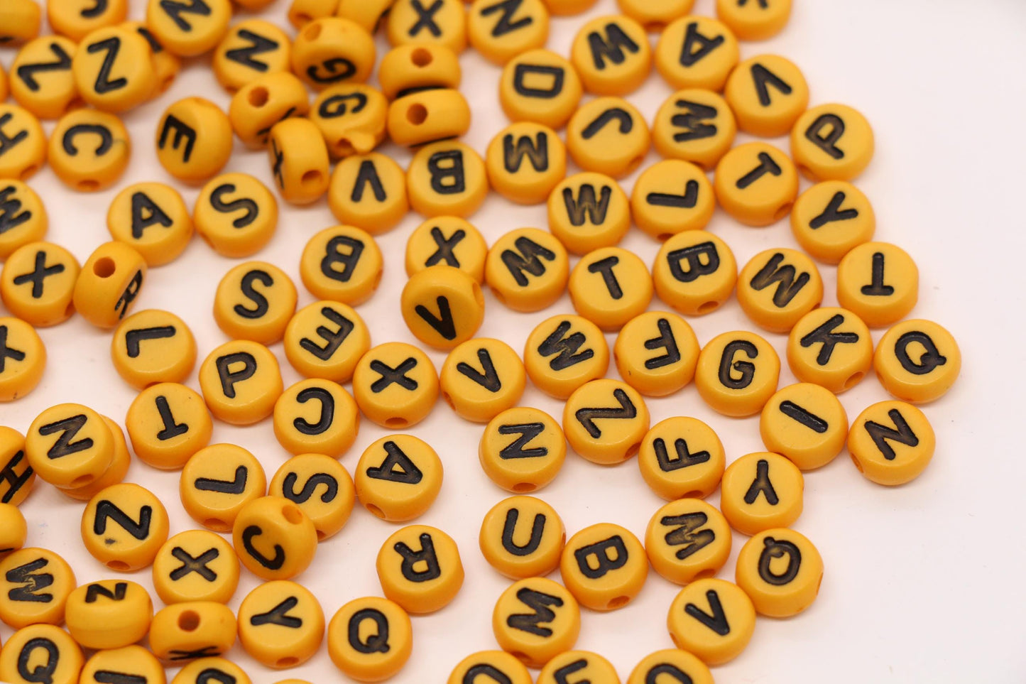 7mm Dark Yellow Acrylic Letter Beads