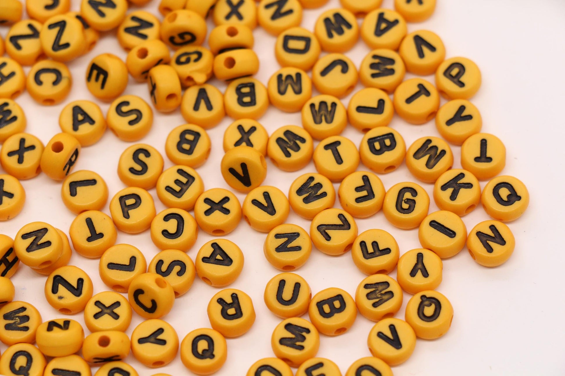 7mm Dark Yellow Acrylic Letter Beads
