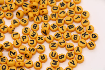7mm Dark Yellow Acrylic Letter Beads