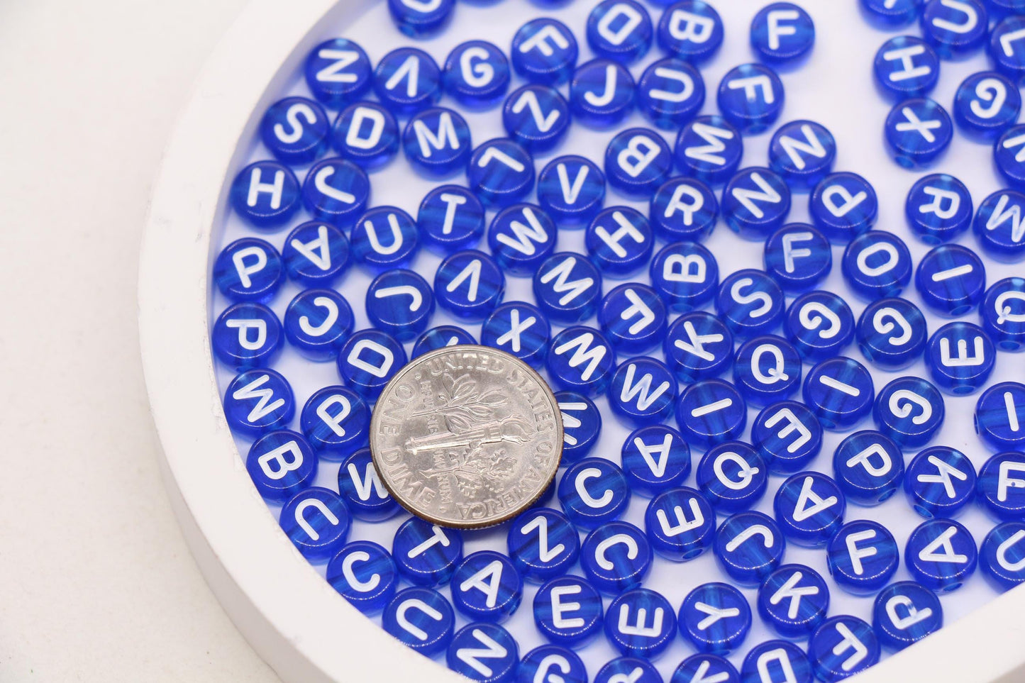 7mm Blue Name Letter Beads, Transparent Acrylic Alphabet Beads for Friendship Bracelets #1151