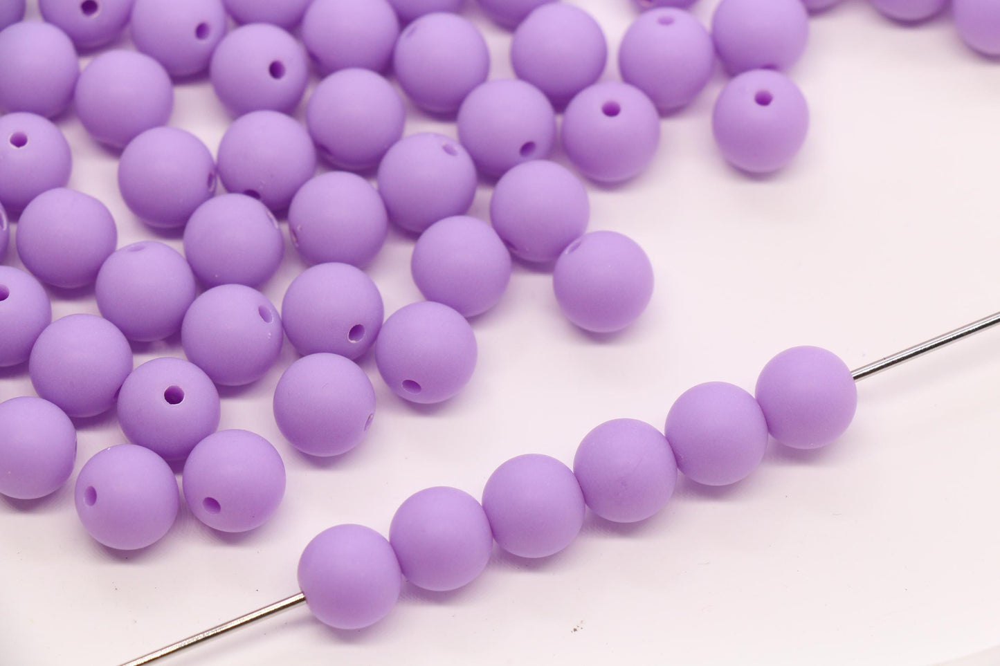 10mm Matte Lilac Purple Round Beads, Frosted Acrylic Bubblegum Beads for Jewelry Making #2243
