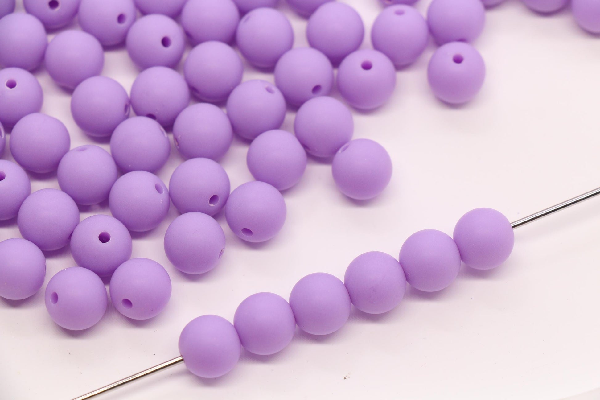 10mm Matte Lilac Purple Round Beads, Frosted Acrylic Bubblegum Beads for Jewelry Making #2243