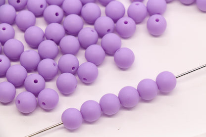 10mm Matte Lilac Purple Round Beads, Frosted Acrylic Bubblegum Beads for Jewelry Making #2243