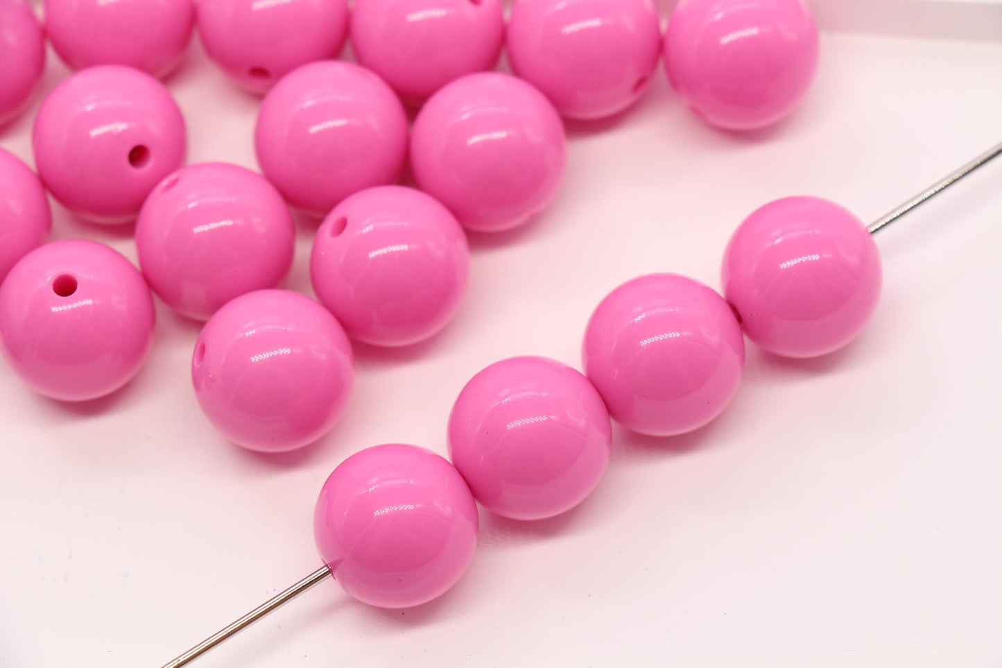 16mm Bubblegum Pink Acrylic Round Beads, Large Chunky Gumball Beads for Jewelry Making, Glossy Pink Bubblegum Beads #2957