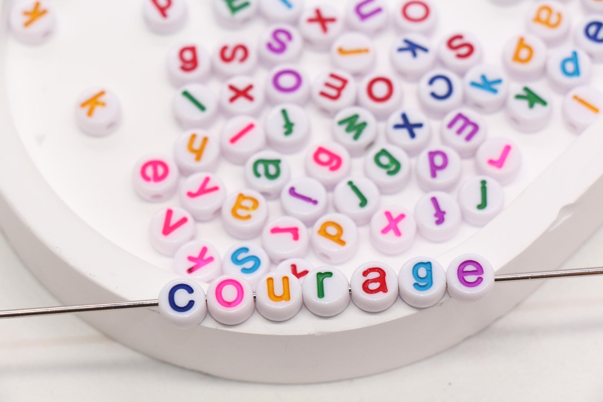 7mm Lowercase Letter Beads, Acrylic Alphabet Beads for Friendship Bracelets #2237
