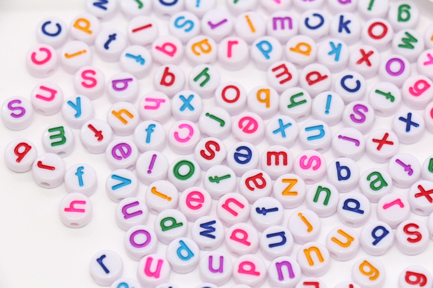 7mm Lowercase Letter Beads, Acrylic Alphabet Beads for Friendship Bracelets #2237