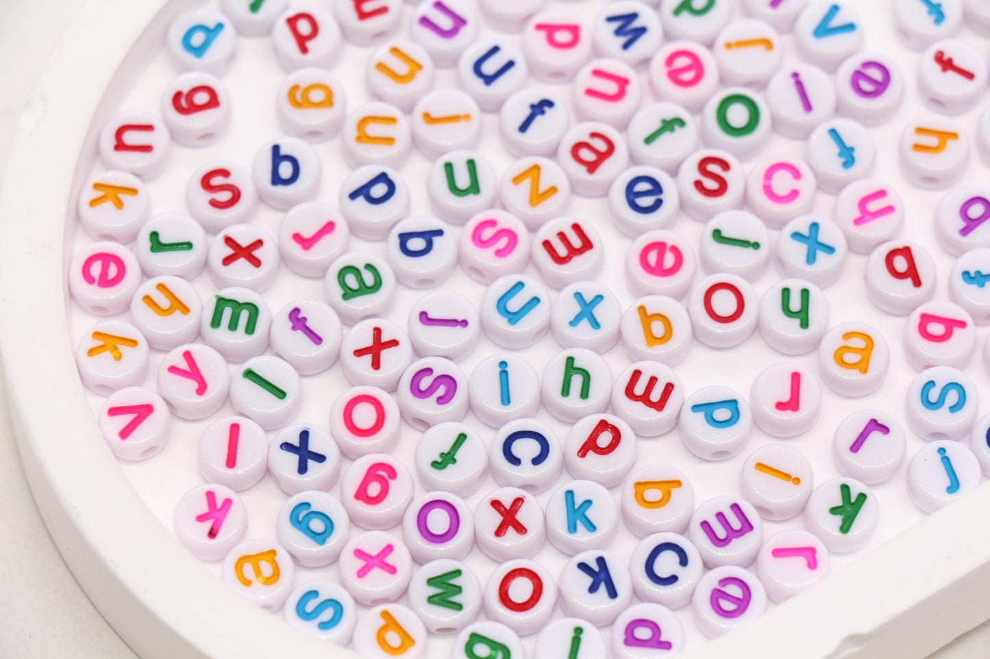 7mm Lowercase Letter Beads, Acrylic Alphabet Beads for Friendship Bracelets #2237