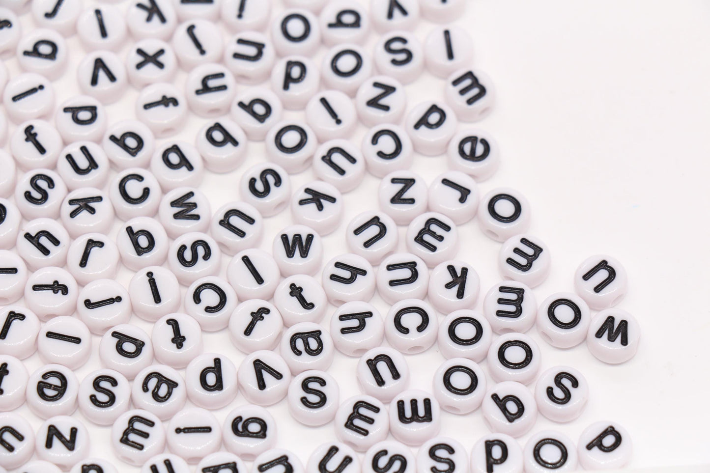 7mm White Lowercase Letter Beads, White Acrylic Alphabet Beads for Friendship Bracelets #2231