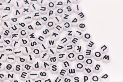 7mm White Lowercase Letter Beads, White Acrylic Alphabet Beads for Friendship Bracelets #2231