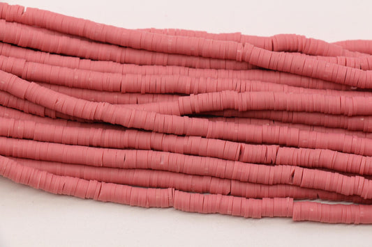 6mm Dusty Rose Heishi Beads, Polymer Clay Disc Beads for Bracelets #374