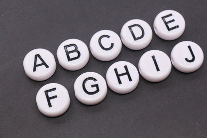 25mm Large Individual Letter Beads, White Acrylic Alphabet Name Beads, Custom Name Beads for Dog Collars, Keychains & Crafts