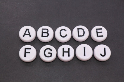 25mm Large Individual Letter Beads, White Acrylic Alphabet Name Beads, Custom Name Beads for Dog Collars, Keychains & Crafts