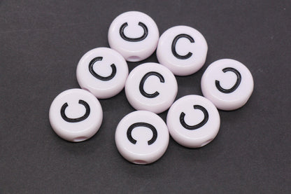 25mm Large Individual Letter Beads, White Acrylic Alphabet Name Beads, Custom Name Beads for Dog Collars, Keychains & Crafts