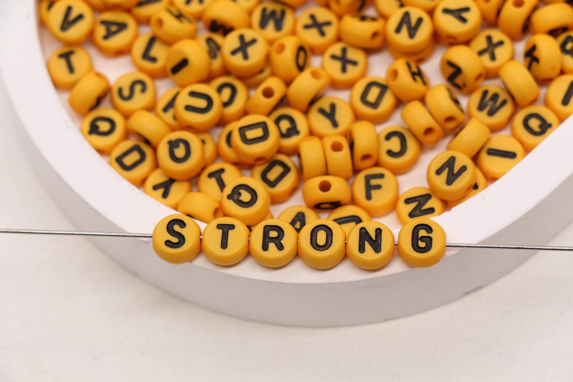 7mm Dark Yellow Acrylic Letter Beads