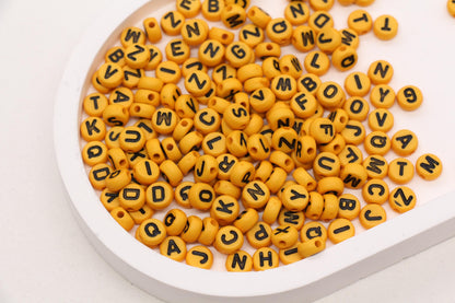 7mm Dark Yellow Acrylic Letter Beads