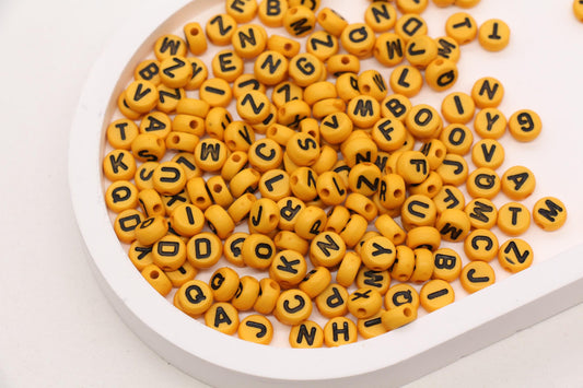7mm Dark Yellow Acrylic Letter Beads