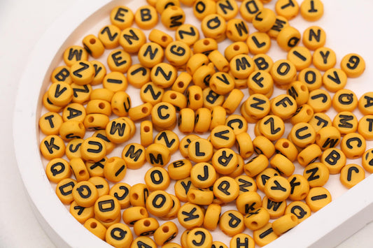 7mm Dark Yellow Acrylic Letter Beads