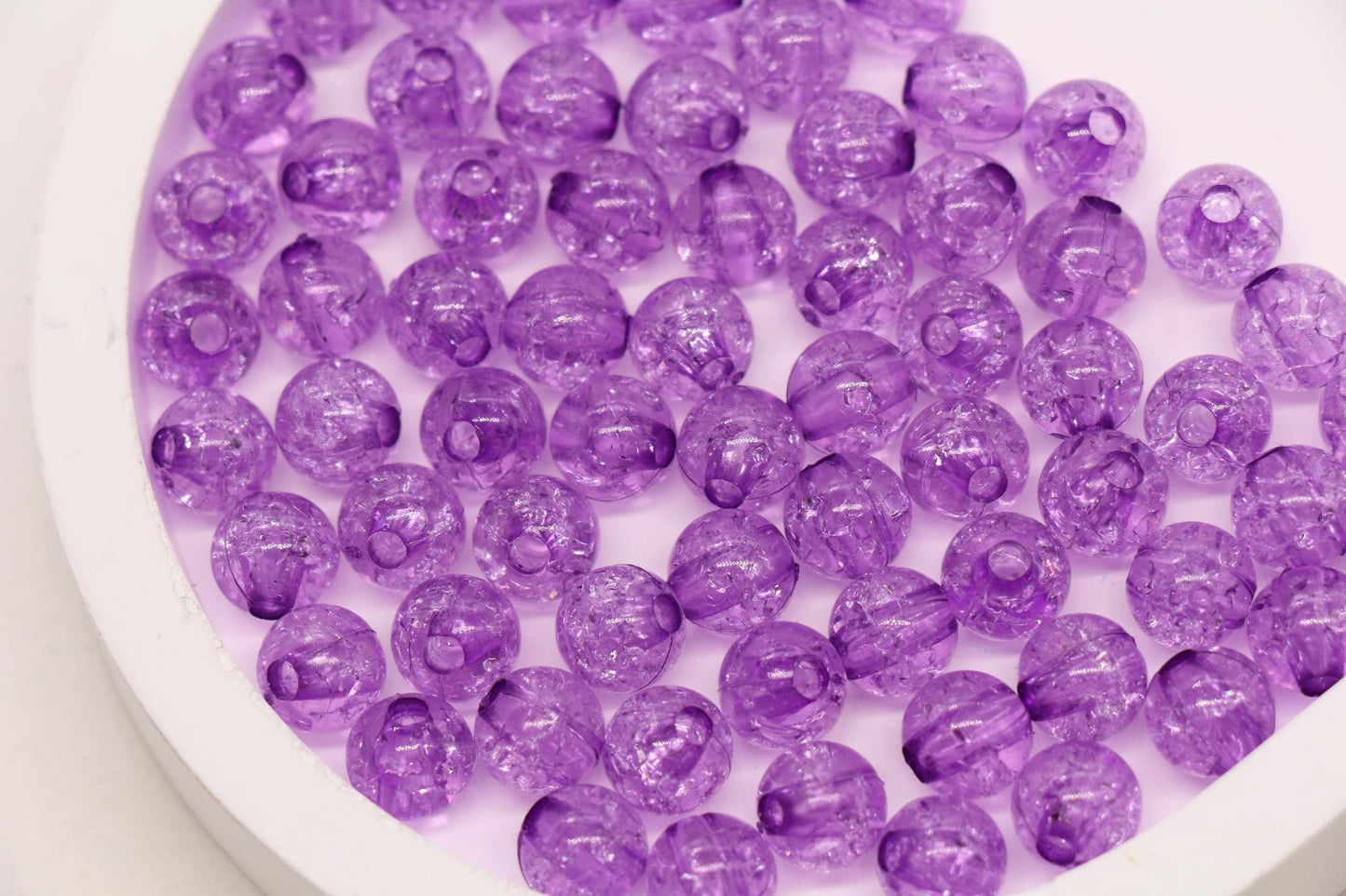 8mm Purple Crackle Round Beads, Transparent Acrylic Bubblegum Beads for Jewelry Making #1106