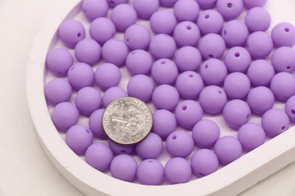 10mm Matte Lilac Purple Round Beads, Frosted Acrylic Bubblegum Beads for Jewelry Making #2243