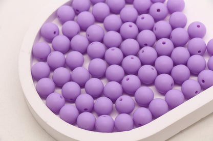 10mm Matte Lilac Purple Round Beads, Frosted Acrylic Bubblegum Beads for Jewelry Making #2243