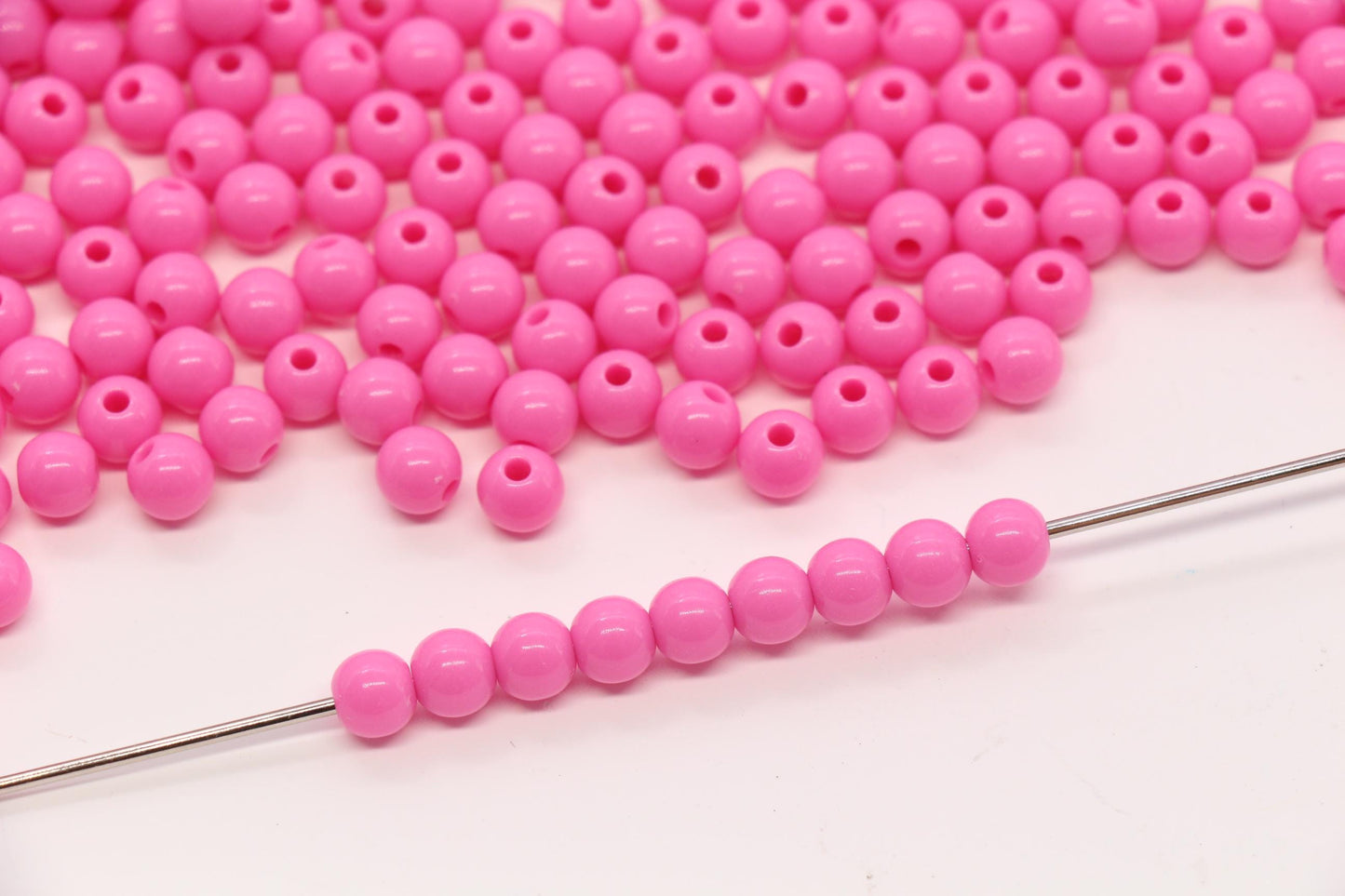 6mm Pink Acrylic Gumball Beads