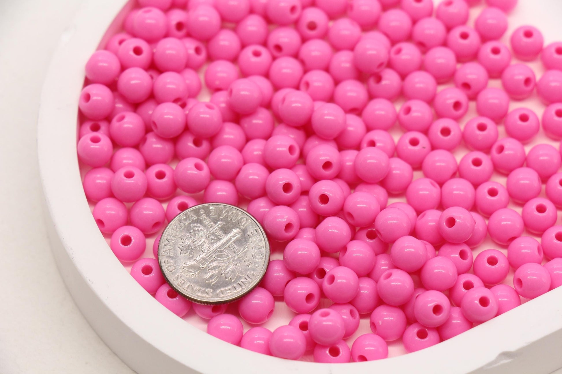 6mm Pink Acrylic Gumball Beads