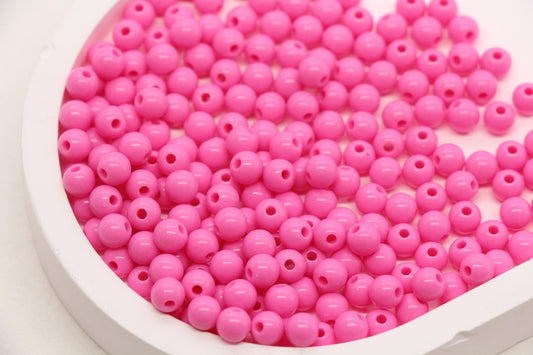 6mm Pink Acrylic Gumball Beads