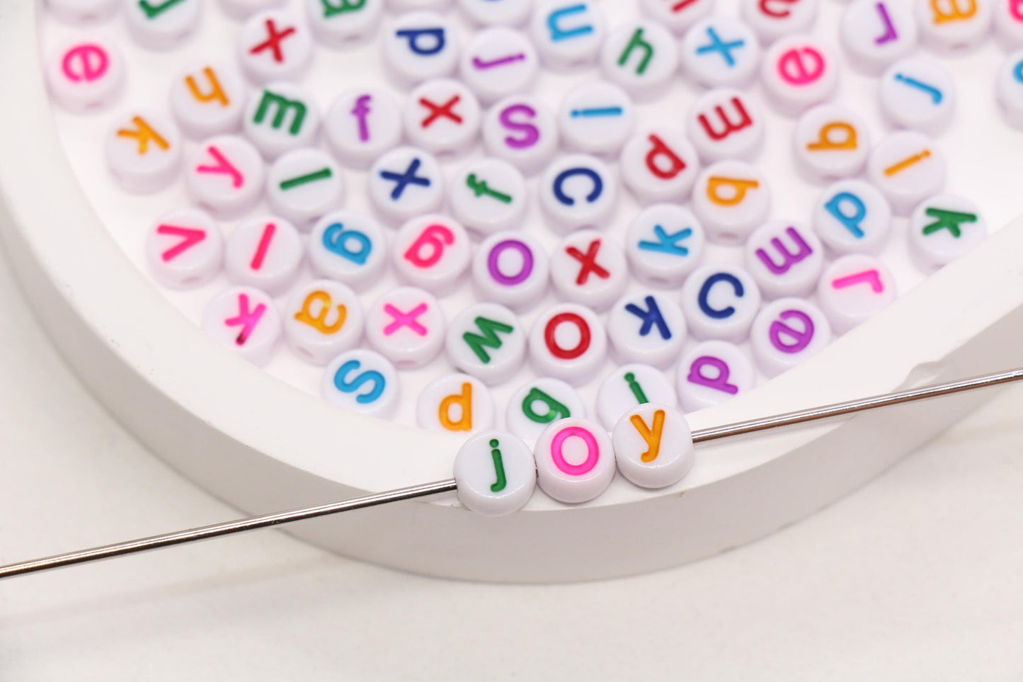 7mm Lowercase Letter Beads, Acrylic Alphabet Beads for Friendship Bracelets #2237