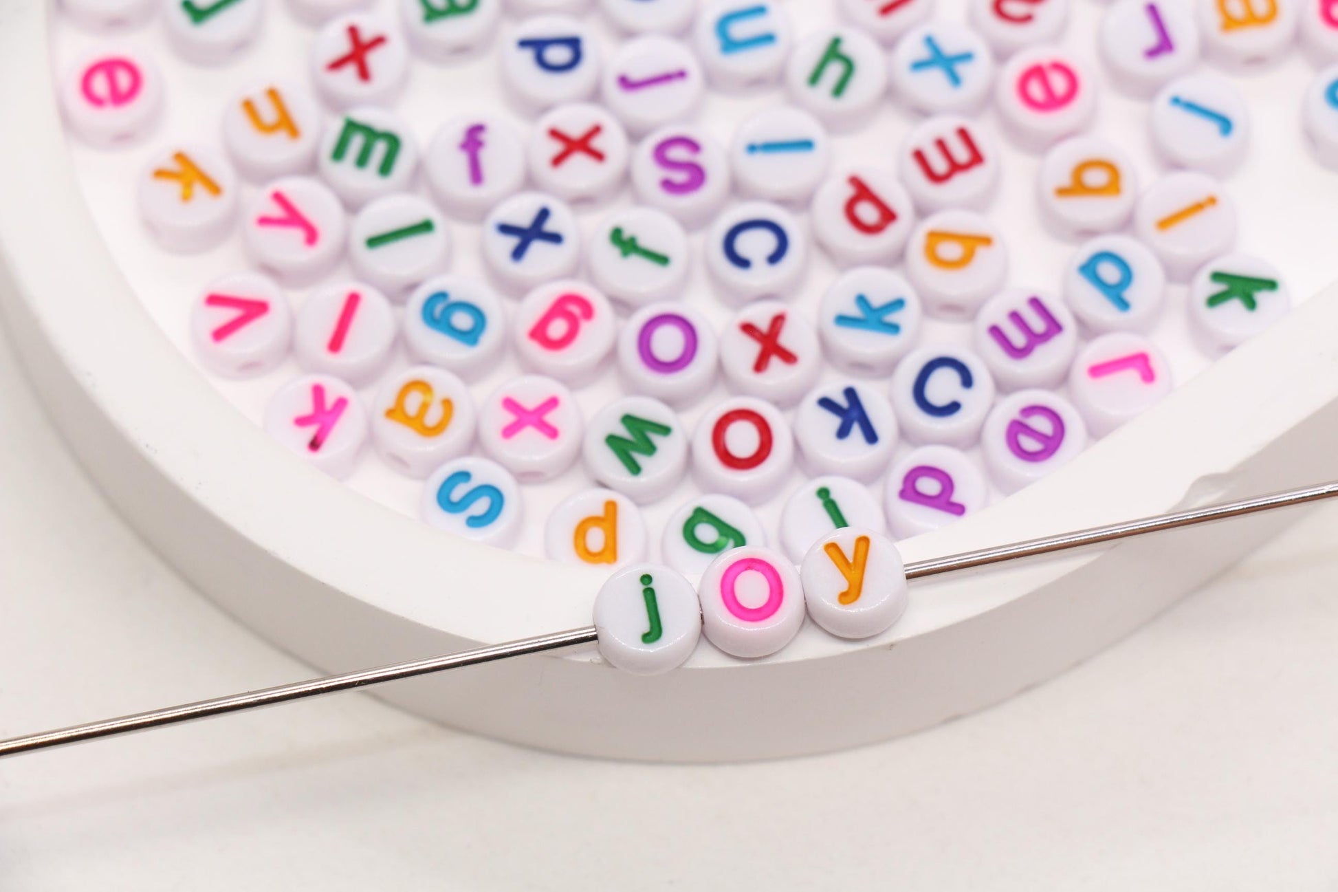 7mm Lowercase Letter Beads, Acrylic Alphabet Beads for Friendship Bracelets #2237