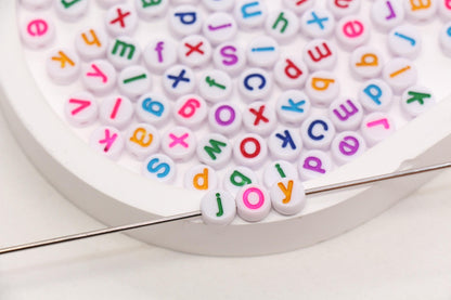7mm Lowercase Letter Beads, Acrylic Alphabet Beads for Friendship Bracelets #2237