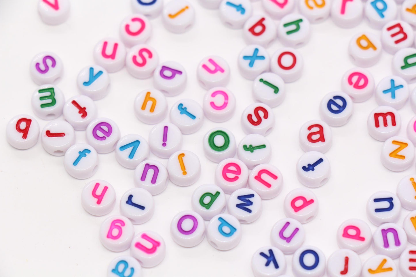 7mm Lowercase Letter Beads, Acrylic Alphabet Beads for Friendship Bracelets #2237