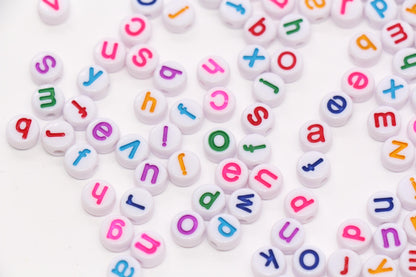 7mm Lowercase Letter Beads, Acrylic Alphabet Beads for Friendship Bracelets #2237