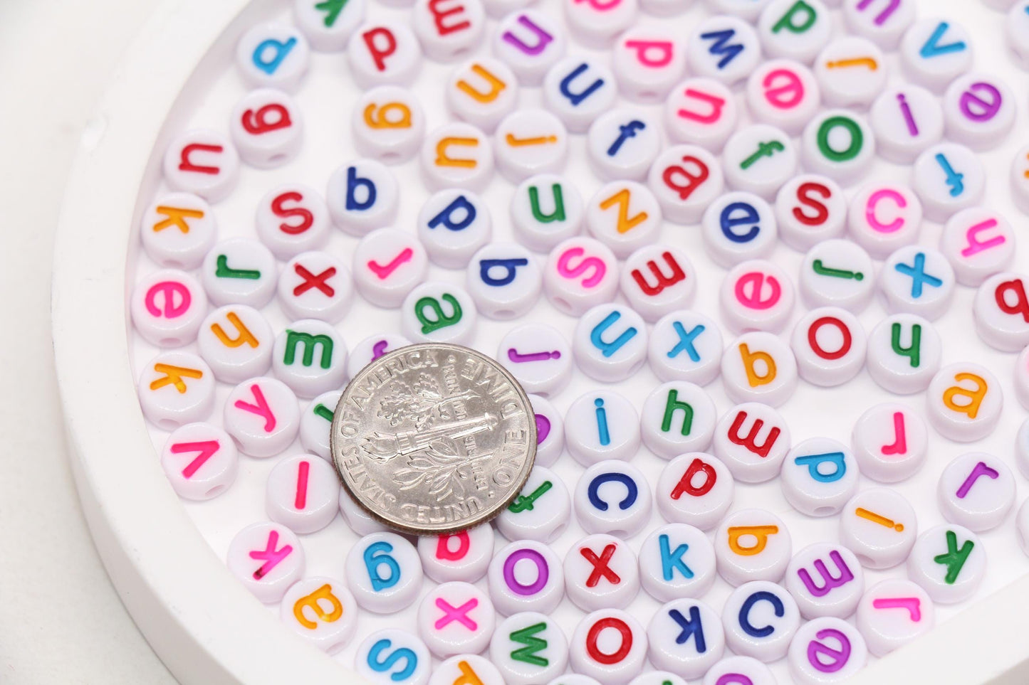 7mm Lowercase Letter Beads, Acrylic Alphabet Beads for Friendship Bracelets #2237