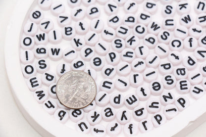 7mm White Lowercase Letter Beads, White Acrylic Alphabet Beads for Friendship Bracelets #2231