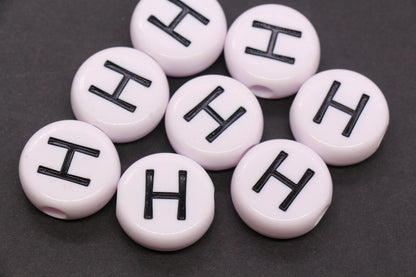 25mm Large Individual Letter Beads, White Acrylic Alphabet Name Beads, Custom Name Beads for Dog Collars, Keychains & Crafts